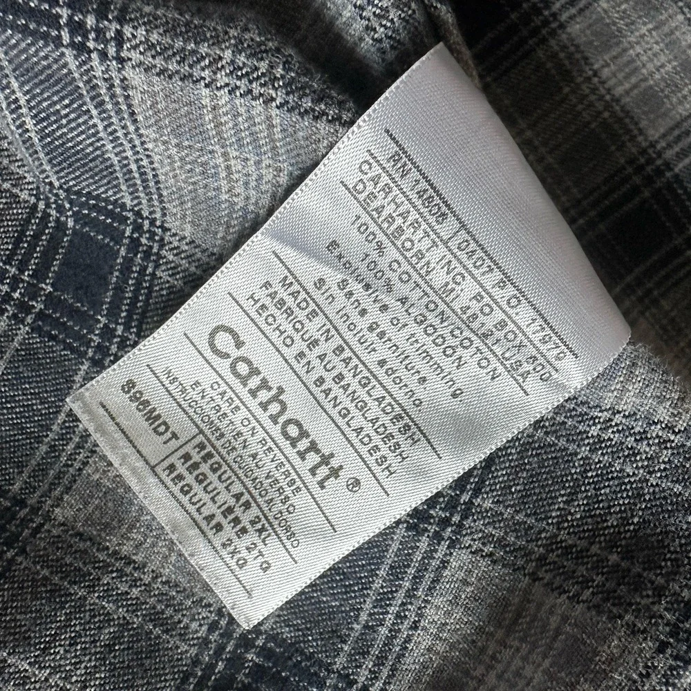 Carhartt‎ Shirt Jacket Men's 2XL Navy Blue Canvas Flannel Lined CDM Logo Company